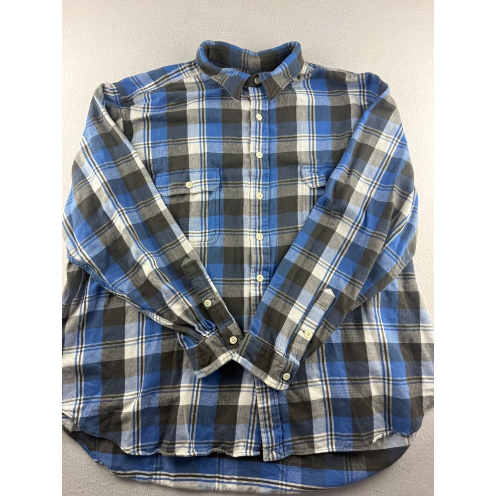 Polo Ralph Lauren Mens 3XB Big Plaid Flannel Button Down Shirt Blue Black White